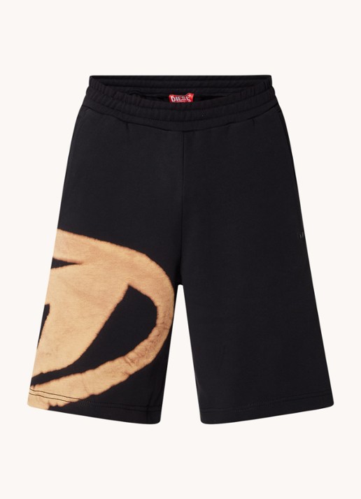 Diesel P-crow loose fit korte joggingbroek met logoprint - voorkant camel