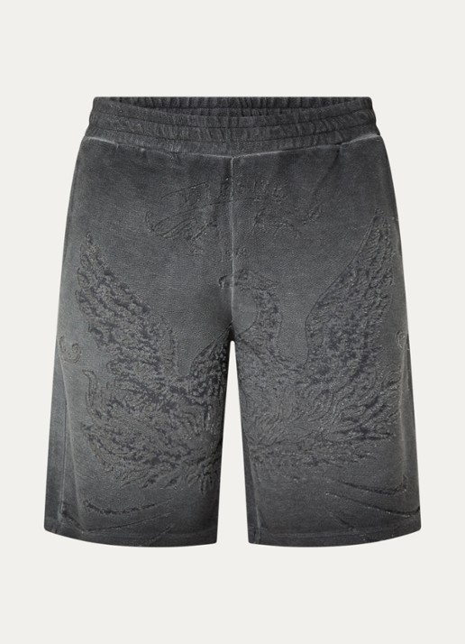 Diesel P-Crowde loose fit korte joggingbroek met print - voorkant 3 donkergrijs