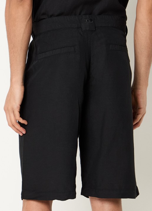 Diesel P-Hant straight fit korte broek in linnenblend - achterkant 4 zwart