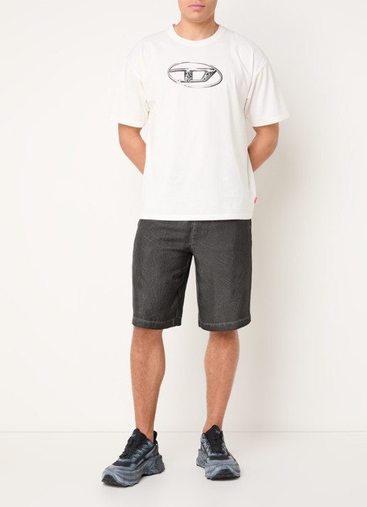 Diesel P-Leon straight fit korte broek met verwassen afwerking  - voorkant 3 antraciet