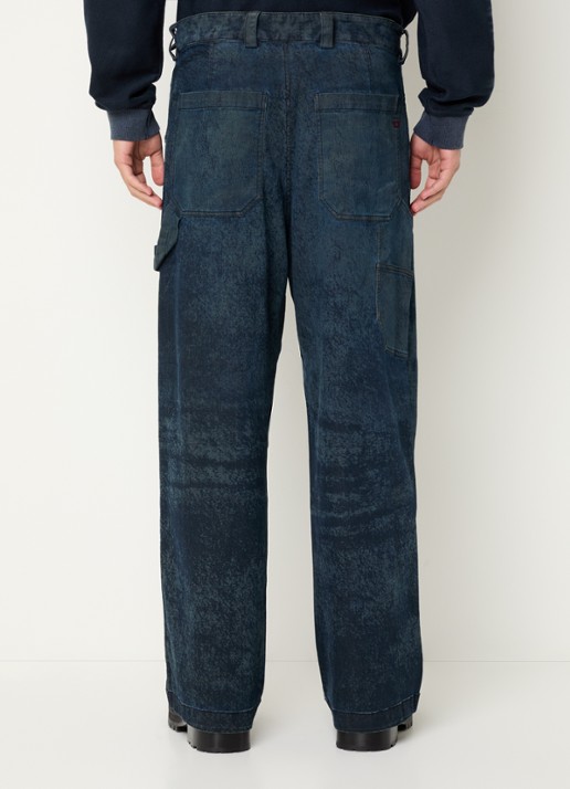 Diesel P-Livery-B straight leg jeans met donkere wassing - achterkant indigo