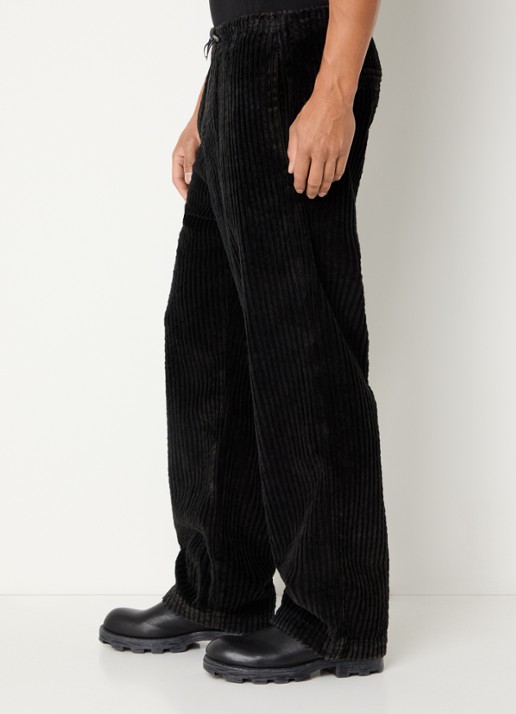 Diesel P-Martial loose fit broek van corduroy met trekkoord - detail 5 donkerbruin