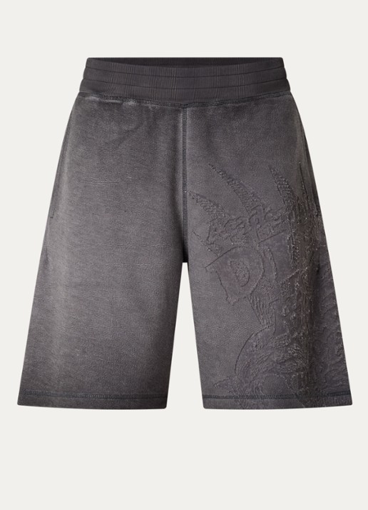 Diesel P-Rawcrow wide fit korte joggingbroek met  - voorkant 3 donkergrijs