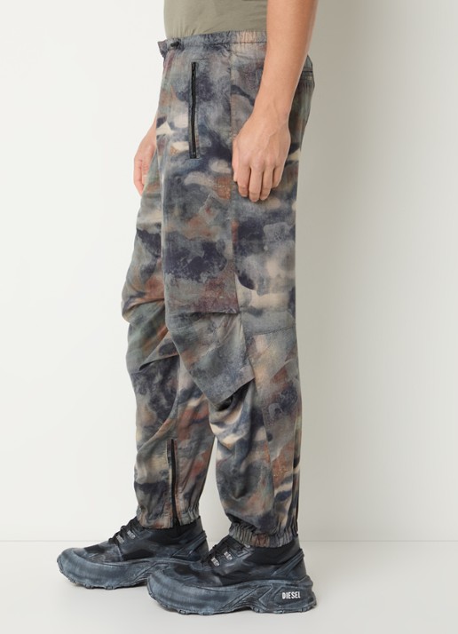 Diesel P-Stitch-Tkbz tapered fit cargobroek met camouflageprint - detail 5 donkergrijs