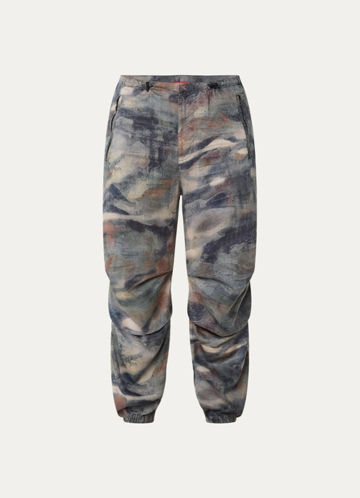 Diesel P-Stitch-Tkbz tapered fit cargobroek met camouflageprint - voorkant 2 donkergrijs