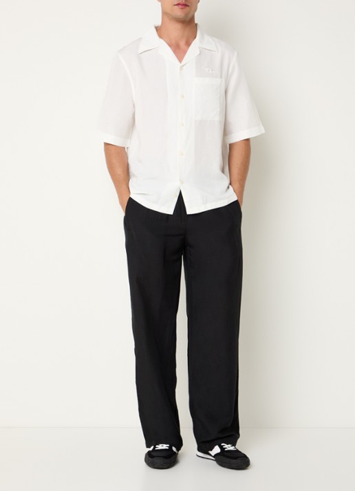 Diesel P-Theck-Pgbs wide fit broek in linnenblend met steekzakken - voorkant 2 zwart