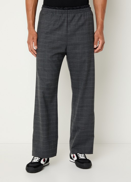 Diesel P-tilson loose fit pantalon in scheerwolblend met ruitdessin