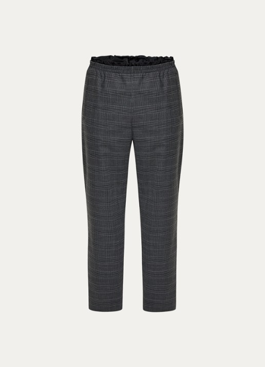 Diesel P-tilson loose fit pantalon in scheerwolblend met ruitdessin - voorkant 3 antraciet