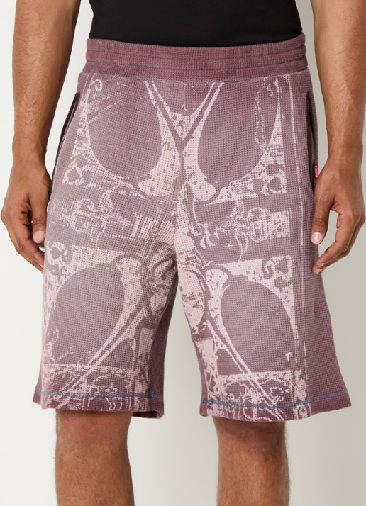 Diesel P-Warky straight fit korte joggingbroek met print en steekzakken