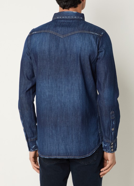 Diesel Regular fit overhemd van denim - achterkant indigo