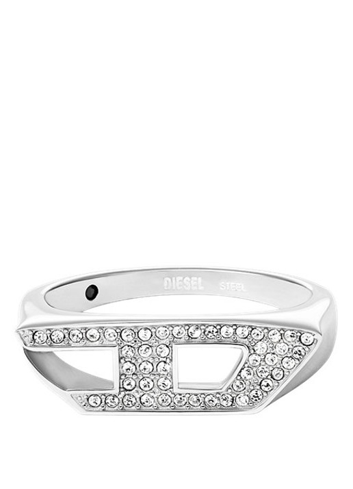 Diesel Ring met logo DX1629040 - detail zilver