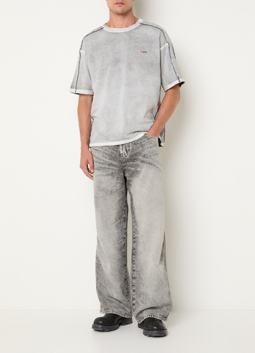 Diesel Riven T-shirt met logo - voorkant 4 lichtgrijs