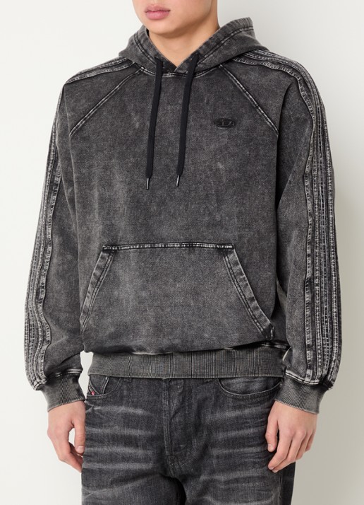 Diesel S-altboxt hoodie met verwassen afwerking