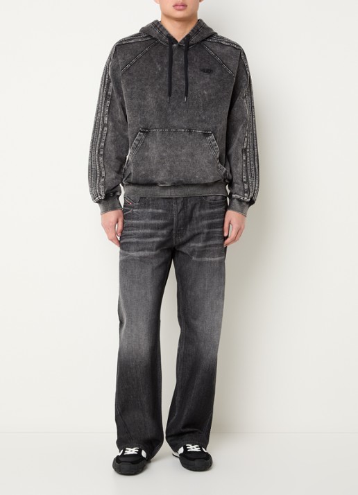 Diesel S-altboxt hoodie met verwassen afwerking - voorkant 5 antraciet
