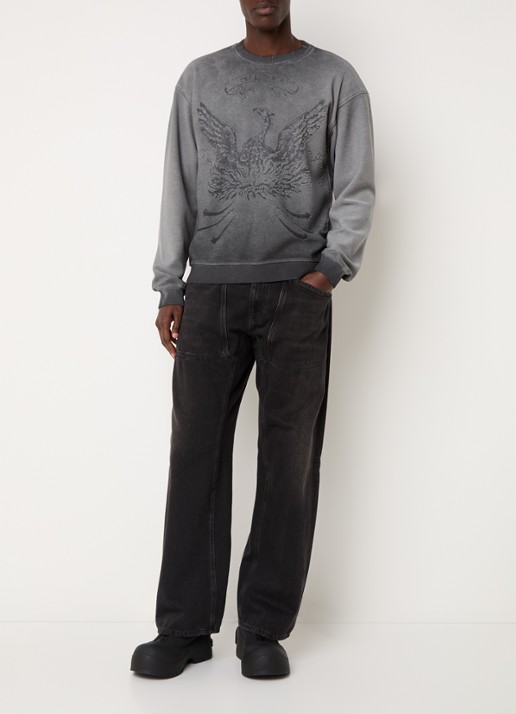 Diesel S-Aron sweater met ingebreide logoprint - voorkant 3 grijs