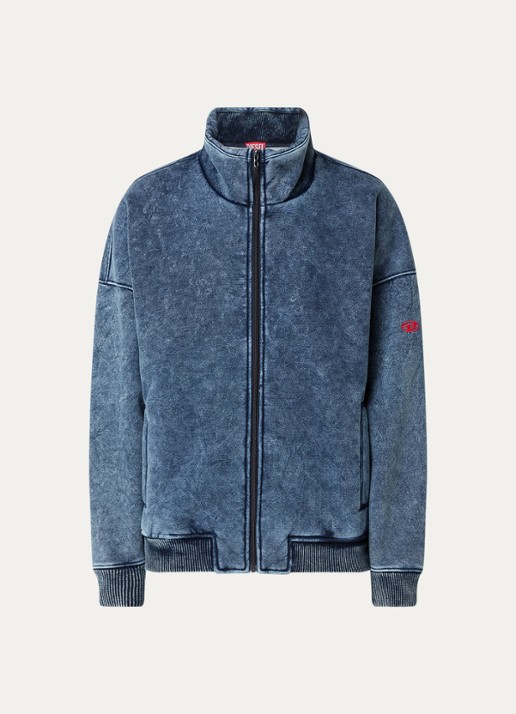 Diesel S-Batel jack met teddy voering en verwassen afwerking - voorkant indigo