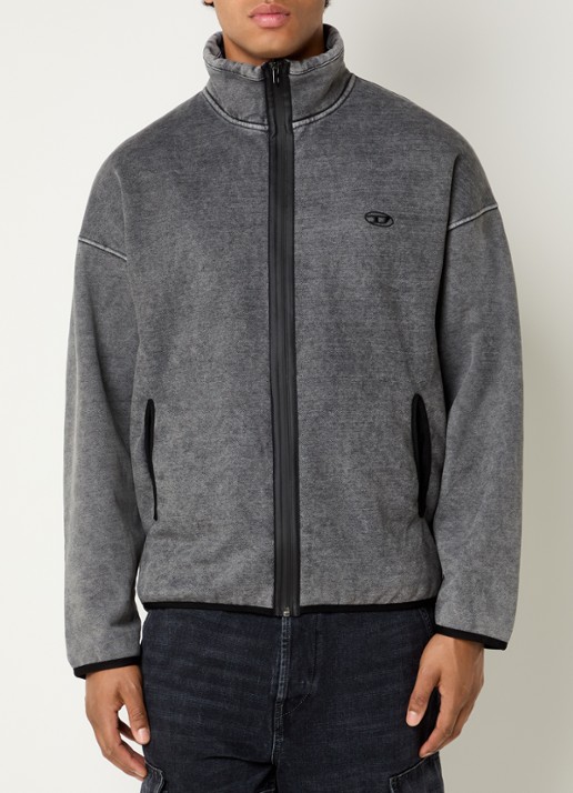 Diesel S-Baty-New sweatvest  met logoborduring en steekzakken - achterkant donkergrijs
