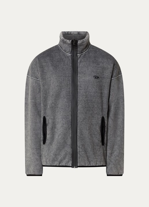 Diesel S-Baty-New sweatvest  met logoborduring en steekzakken - voorkant 3 donkergrijs