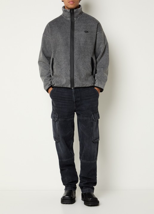 Diesel S-Baty-New sweatvest  met logoborduring en steekzakken - voorkant 4 donkergrijs