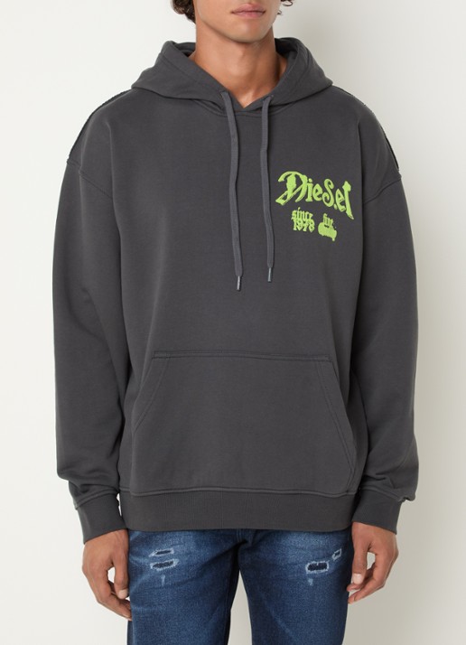 Diesel S-Box-Hood-Aa2 hoodie met logo- en backprint - achterkant 3 donkergrijs