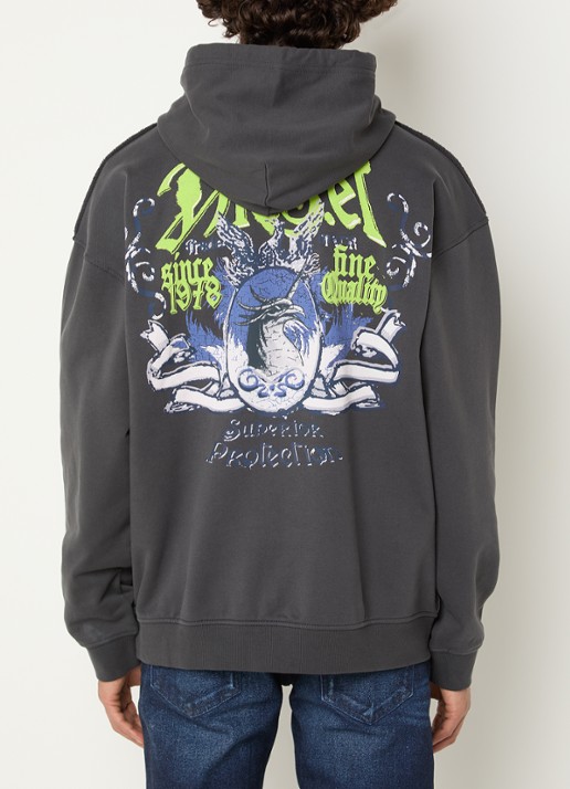 Diesel S-Box-Hood-Aa2 hoodie met logo- en backprint - detail donkergrijs