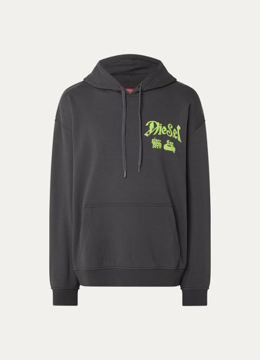 Diesel S-Box-Hood-Aa2 hoodie met logo- en backprint - voorkant 4 donkergrijs