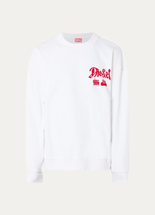 Diesel S-Boxt-AA2 sweater met logo- en backprint - voorkant wit