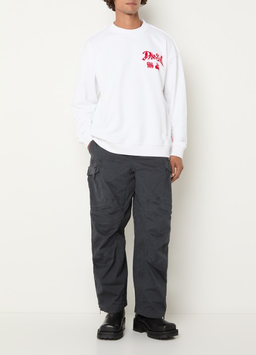 Diesel S-Boxt-AA2 sweater met logo- en backprint - voorkant 2 wit