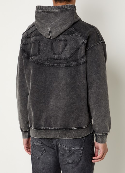 Diesel S-Boxt-Hood-Den hoodie met logo- en backprint - achterkant antraciet