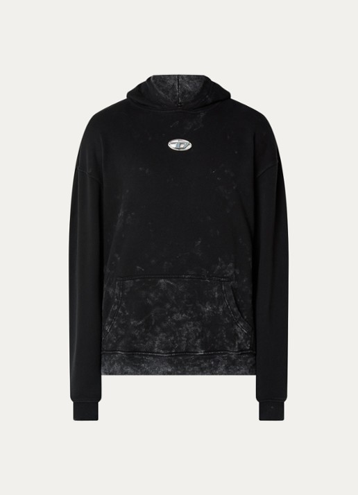 Diesel S-Boxt-Hood-T10 hoodie met logo - voorkant zwart
