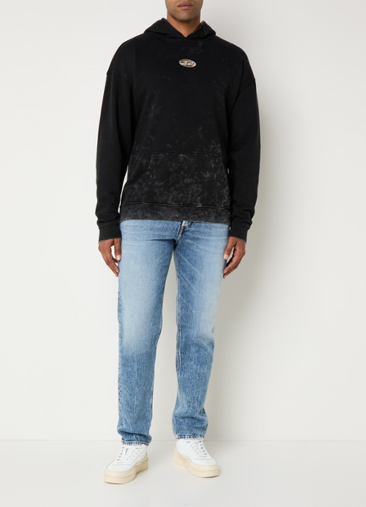 Diesel S-Boxt-Hood-T10 hoodie met logo - voorkant 2 zwart