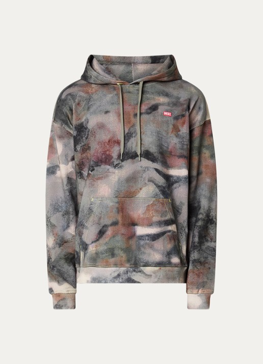 Diesel S-BOXT-HOOD-V1 hoodie met camouflageprint - voorkant antraciet