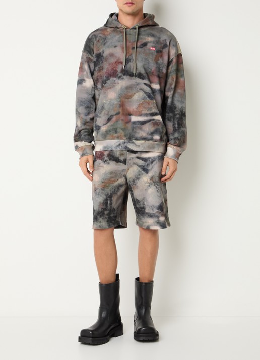 Diesel S-BOXT-HOOD-V1 hoodie met camouflageprint - voorkant 2 antraciet