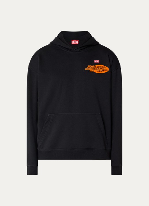 Diesel S-boxt hoodie met logo- en backprint - voorkant 3 zwart