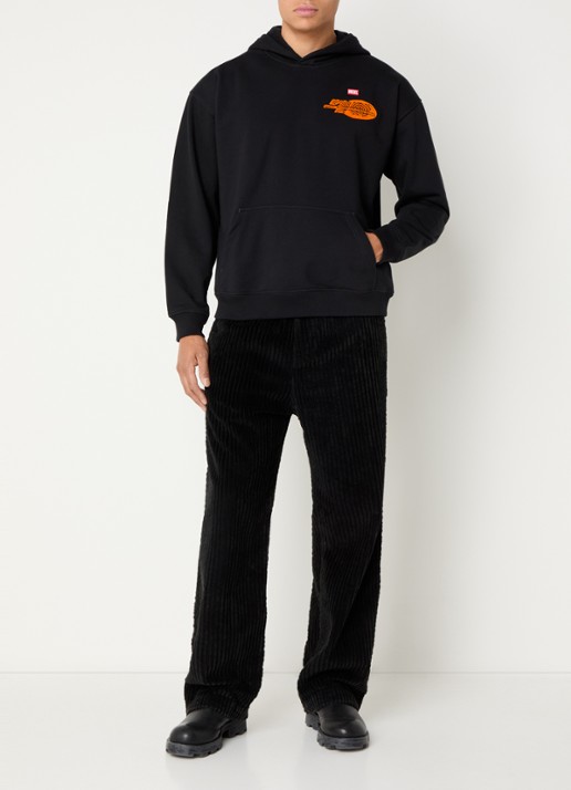 Diesel S-boxt hoodie met logo- en backprint - voorkant 4 zwart