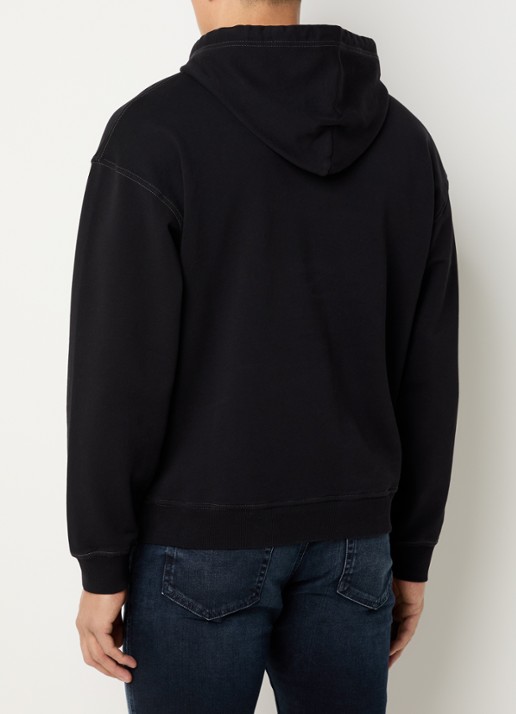 Diesel S-Boxt hoodie met logo en verwassen afwerking - achterkant zwart