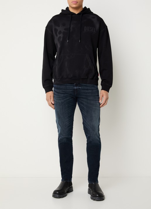 Diesel S-Boxt hoodie met logo en verwassen afwerking - voorkant 5 zwart