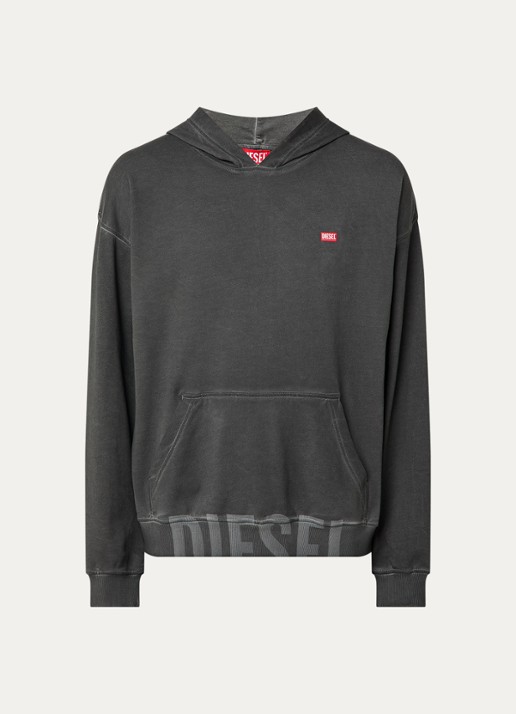 Diesel S-Boxt Hoodie met logo - voorkant 3 antraciet