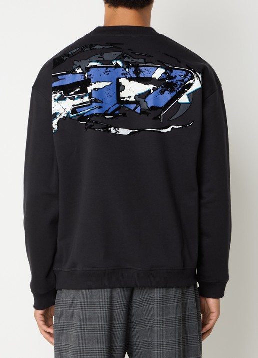 Diesel S-boxt sweater met flockprint