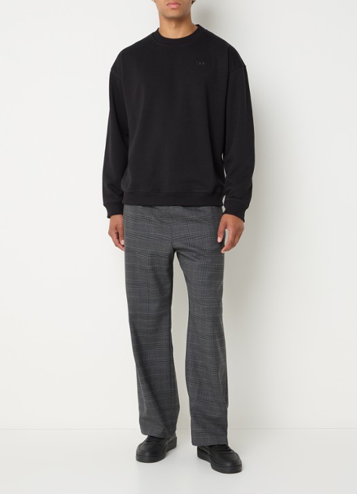 Diesel S-boxt sweater met flockprint - voorkant 2 zwart
