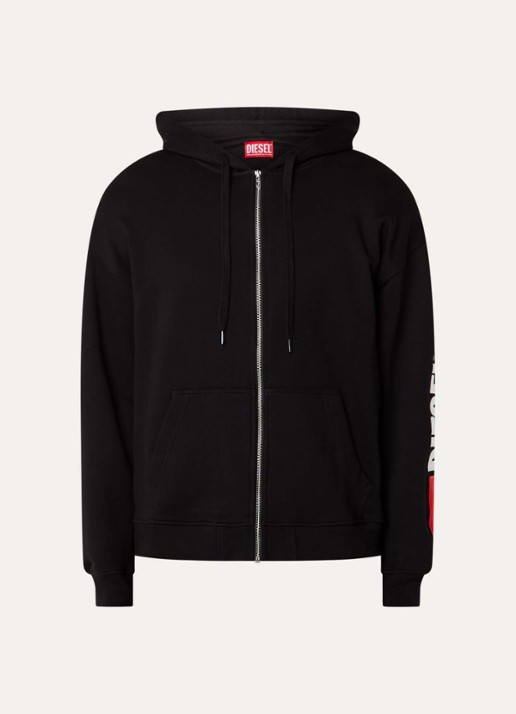 Diesel S-Boxt sweatvest met logoborduring - voorkant 3 zwart