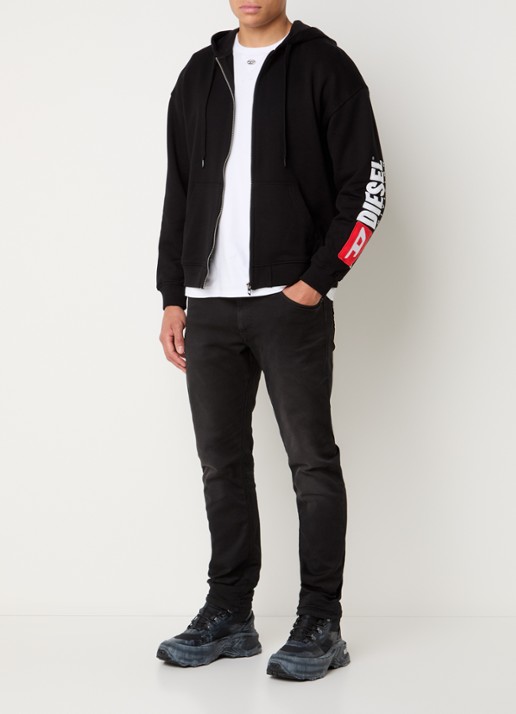 Diesel S-Boxt sweatvest met logoborduring - voorkant 4 zwart