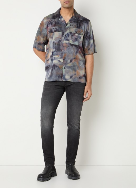Diesel S-Brack-DMBN overhemd met print - voorkant 4 donkerblauw