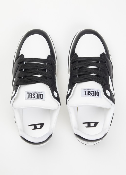 Diesel S-D-Ollie sneaker van leer met logo - detail 3 zwart