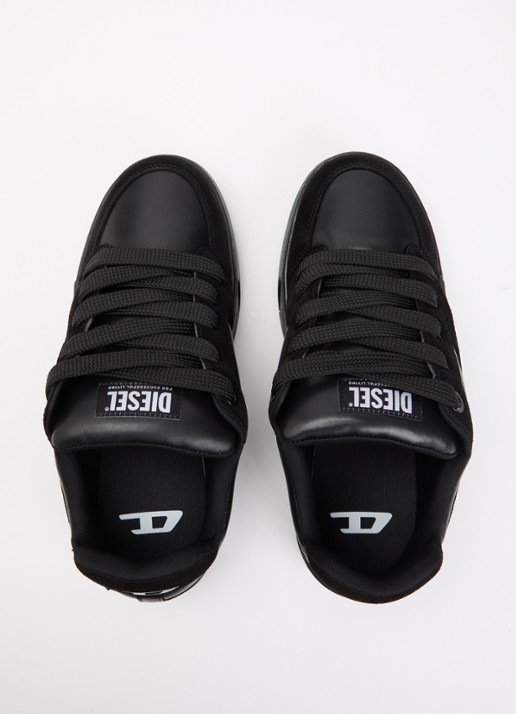 Diesel S-D-Ollie sneaker van leer met suède details - detail 3 zwart