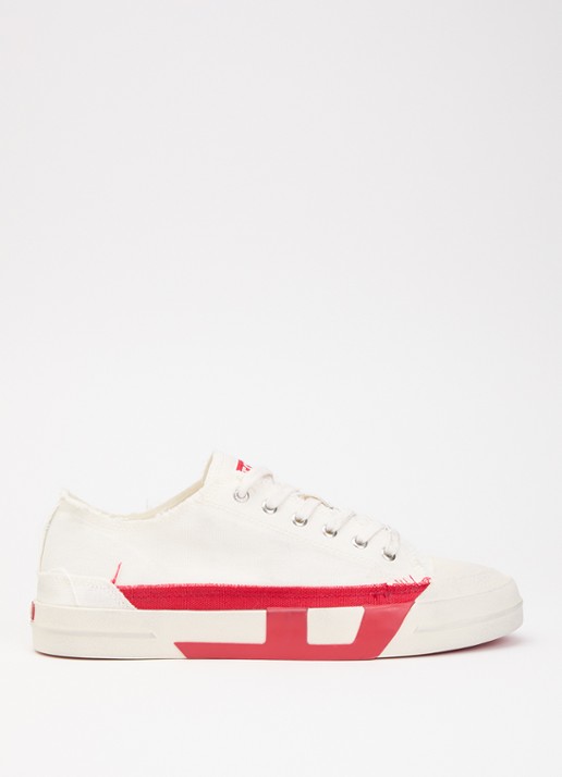 Diesel S-D-Verse Low II sneaker van canvas - voorkant 5 gebroken wit
