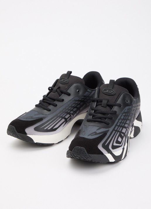 Diesel S-D-Vit's 500 Low sneaker met mesh details - detail 3 zwart