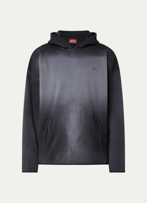 Diesel S-EE-T1 hoodie met verwassen afwerking - voorkant 4 zwart