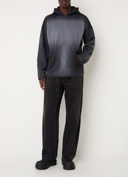 Diesel S-EE-T1 hoodie met verwassen afwerking - voorkant 5 zwart