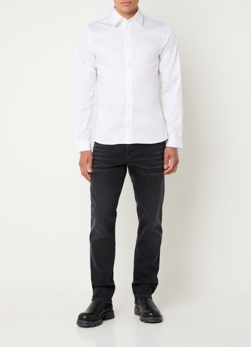 Diesel S-Fitty-Qfav slim fit overhemd met logo - voorkant 2 wit